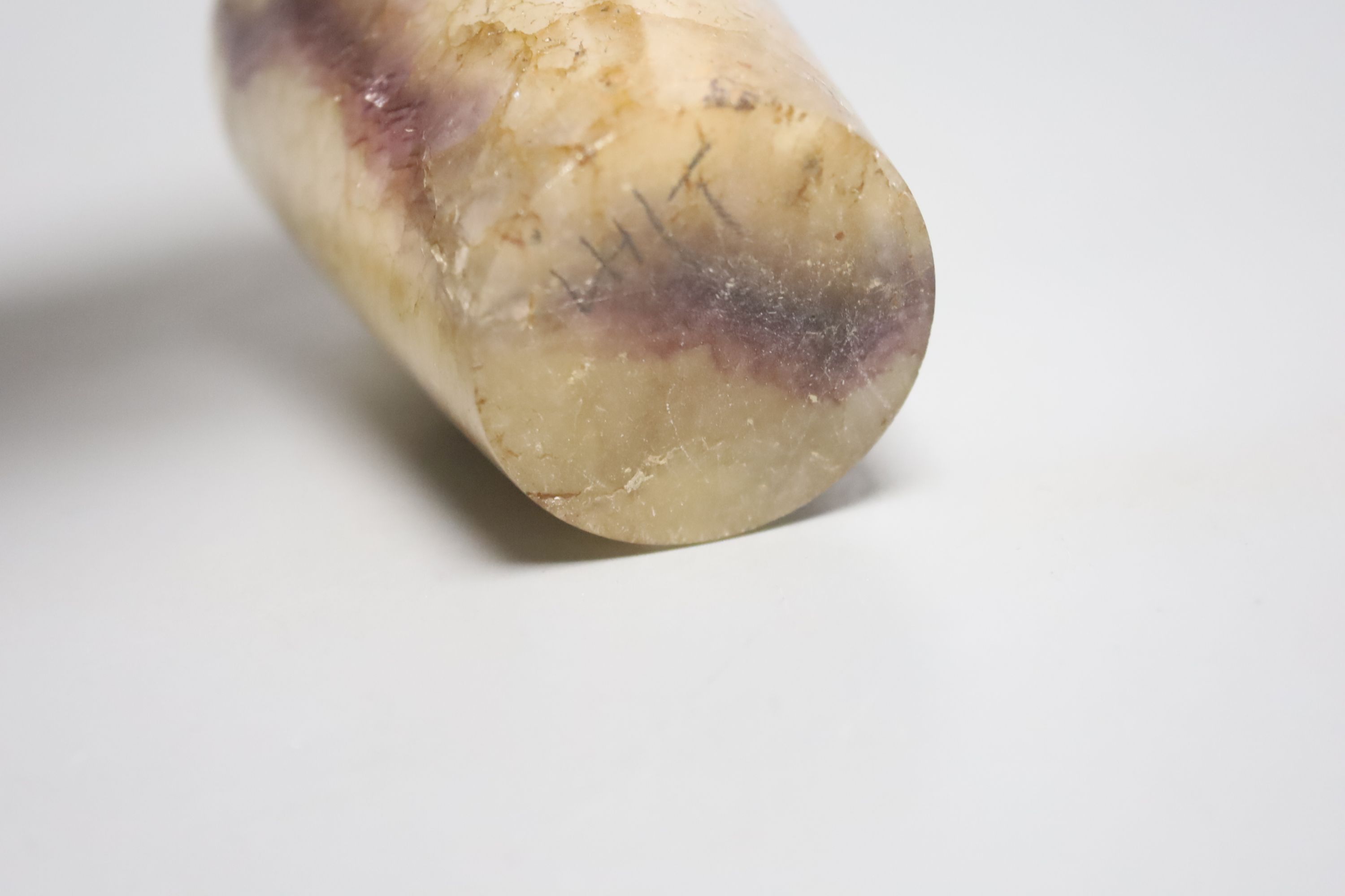 A 19th century small Blue John beaker, height 8.5cm (a.f.)